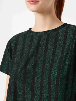 Glitzer-gestreiftes Strickoberteil