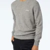 Grau melierter Herrenpullover mit Rundhalsausschnitt und St. Barth-Stickerei