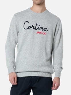 Grauer Herrenpullover Heron mit Cortina Après-Ski-Stickerei