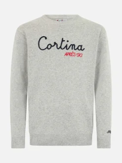 Grauer Herrenpullover Heron mit Cortina Après-Ski-Stickerei