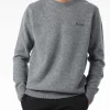 Grauer Herrenpullover mit Rundhalsausschnitt und St. Barth-Stickerei