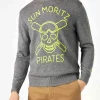 Grauer Herrenpullover Sun Moritz Pirates mit Fluo-Stickerei