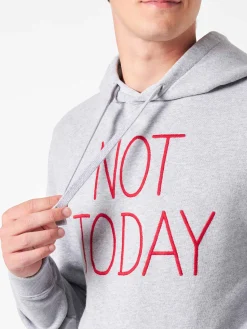 Grauer Kapuzenpullover für Herren mit „Not Today“-Stickerei