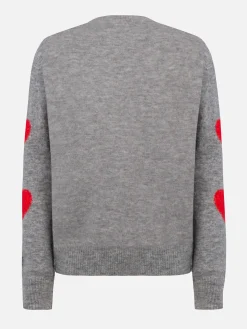 Grauer Pullover für Damen New Queen Kissene Frega Stickerei