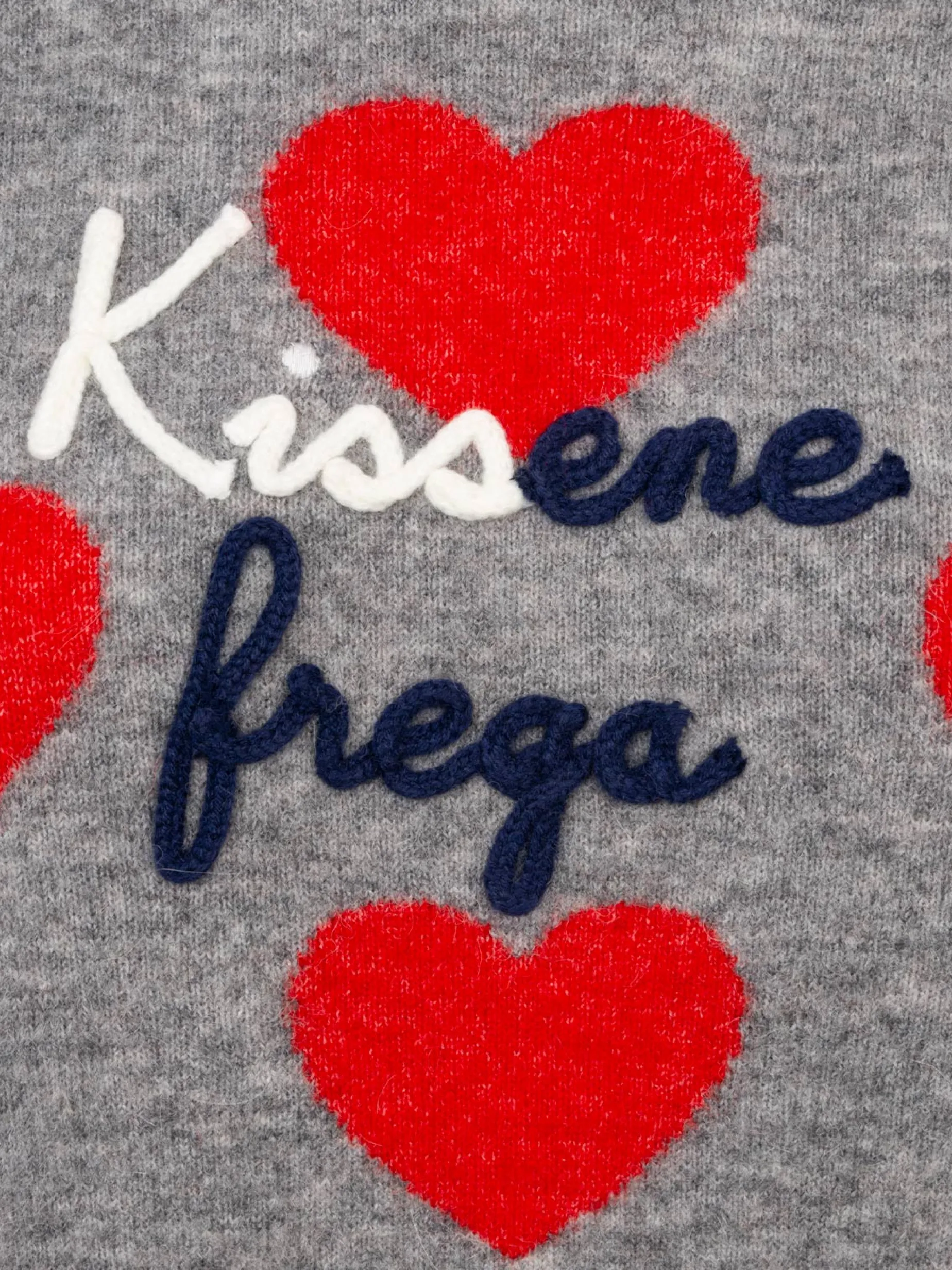 Grauer Pullover für Damen New Queen Kissene Frega Stickerei