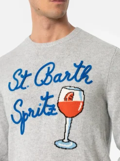 Grauer Pullover für Männer Heron mit Spritzglas