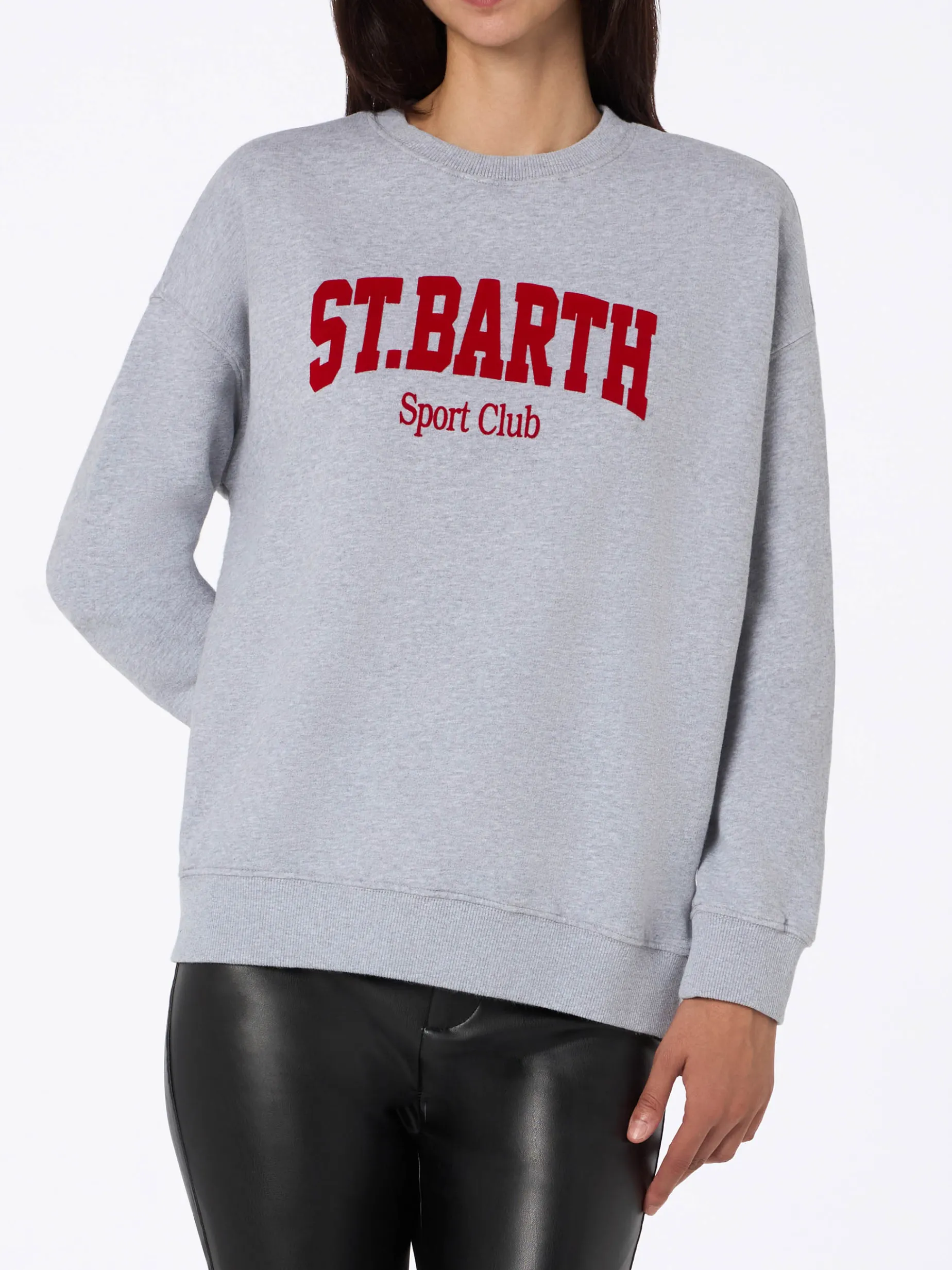 Graues Fleece-Sweatshirt aus Baumwolle für Damen Stardust