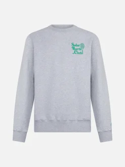 Graues Herren-Sweatshirt mit Rundhalsausschnitt und Saint Barth MC2 Club-Aufdruck