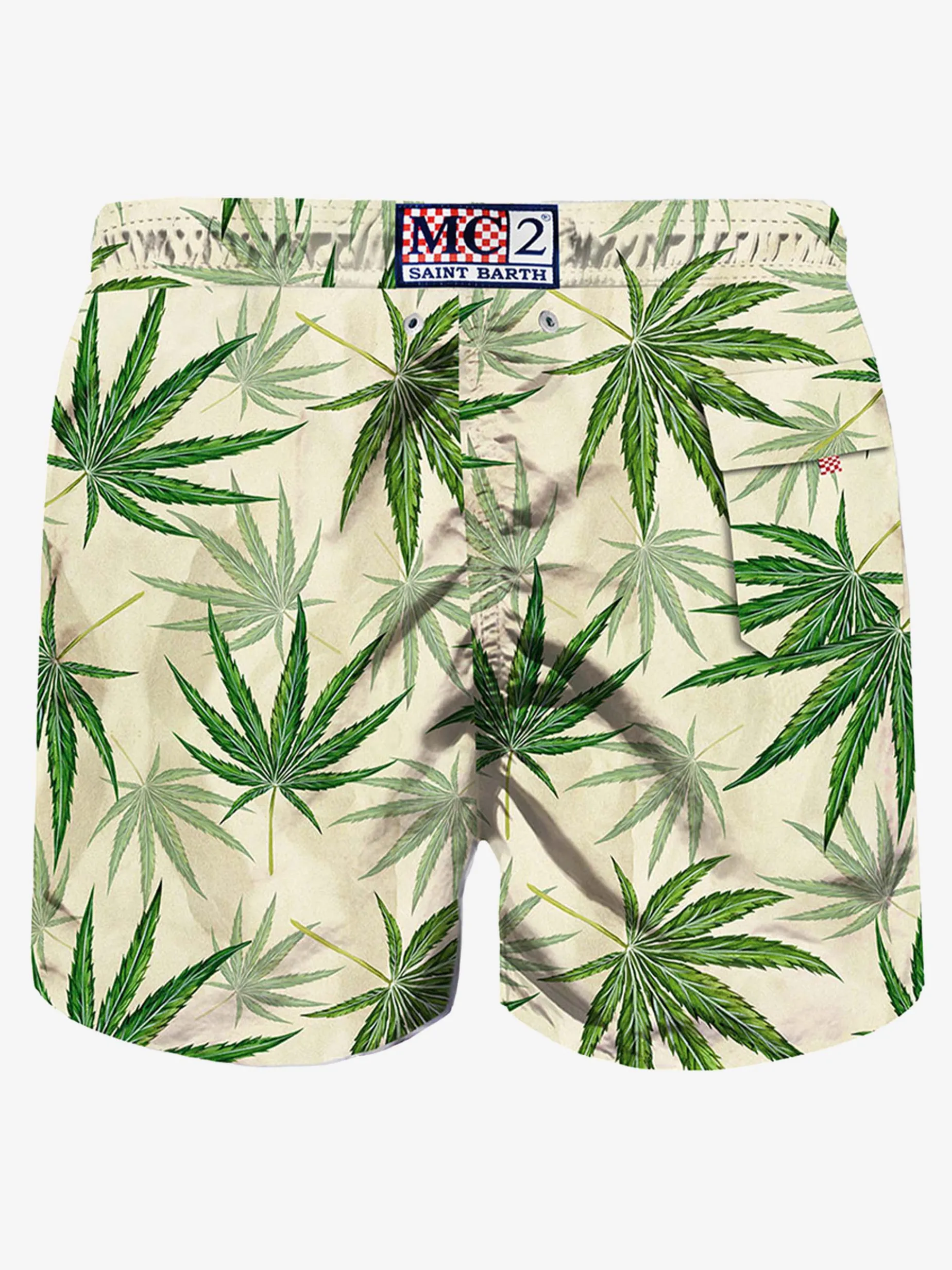 Grüne Blätter-Badeshorts mit Allover-Print