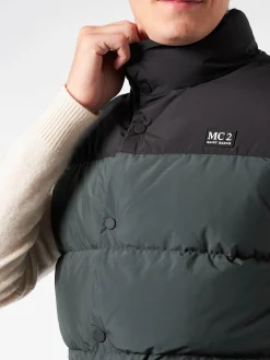 Grüne Daunenweste für Herren mit Taschen