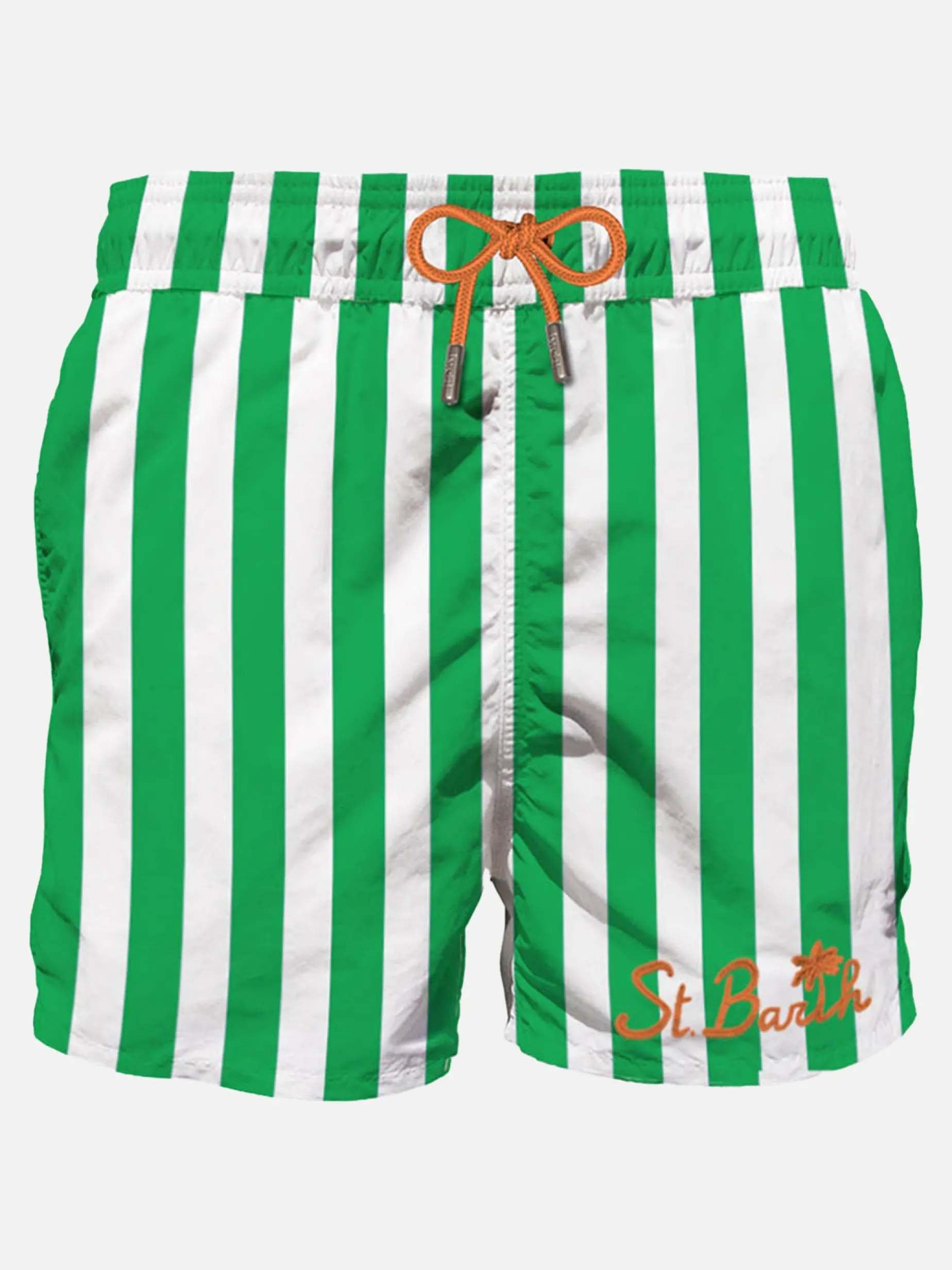Grüne mittellange Badeshorts mit Stickerei