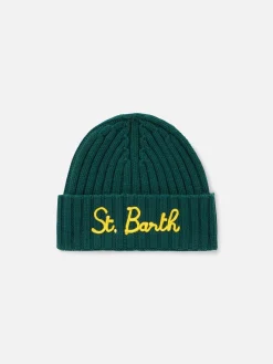 Grüne Mütze für Jungen mit St. Barth-Stickerei
