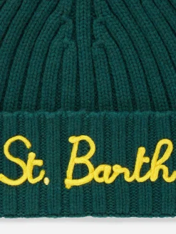 Grüne Mütze für Jungen mit St. Barth-Stickerei