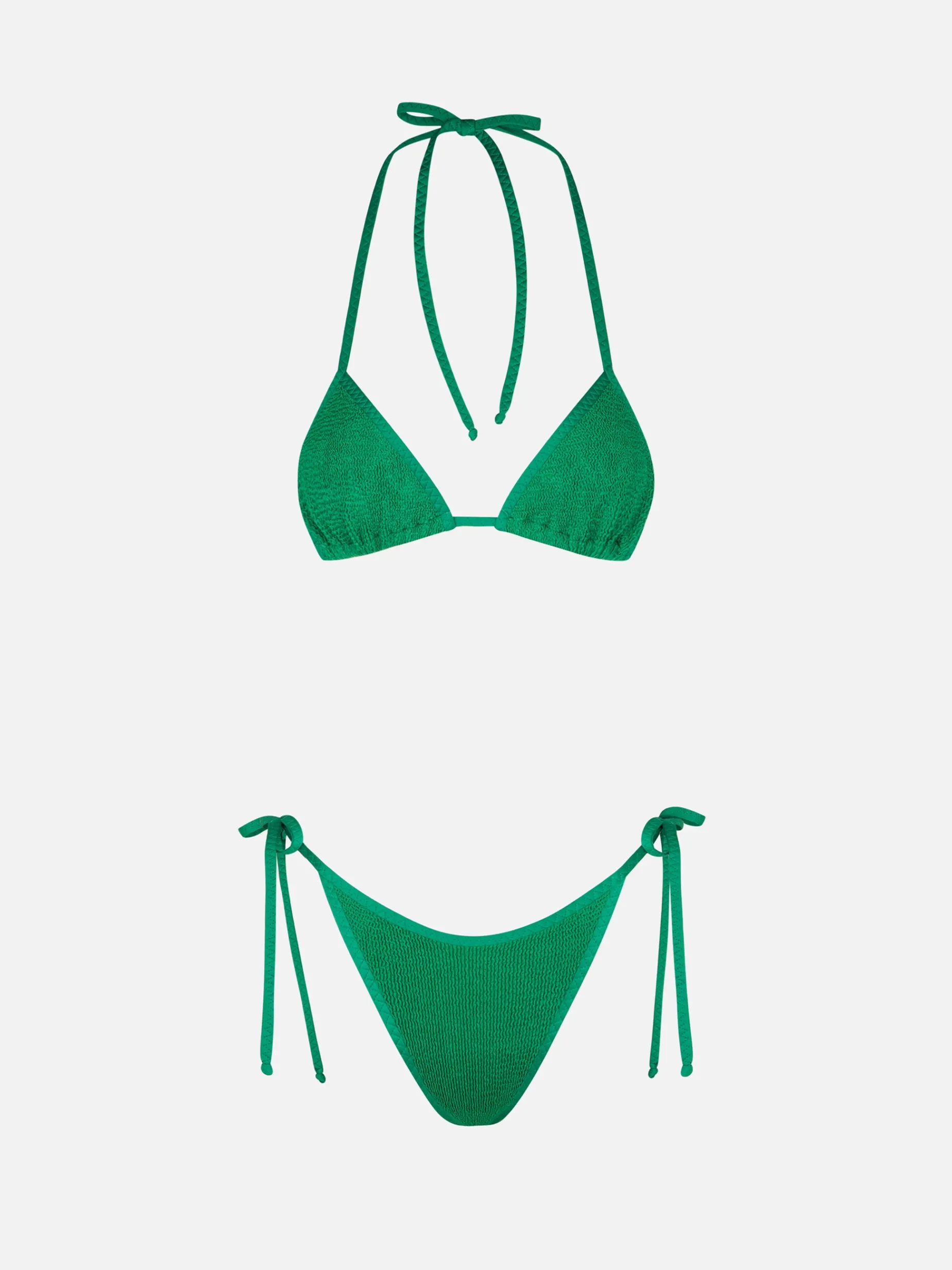 Grüner Crinkle-Triangel-Bikini für Damen