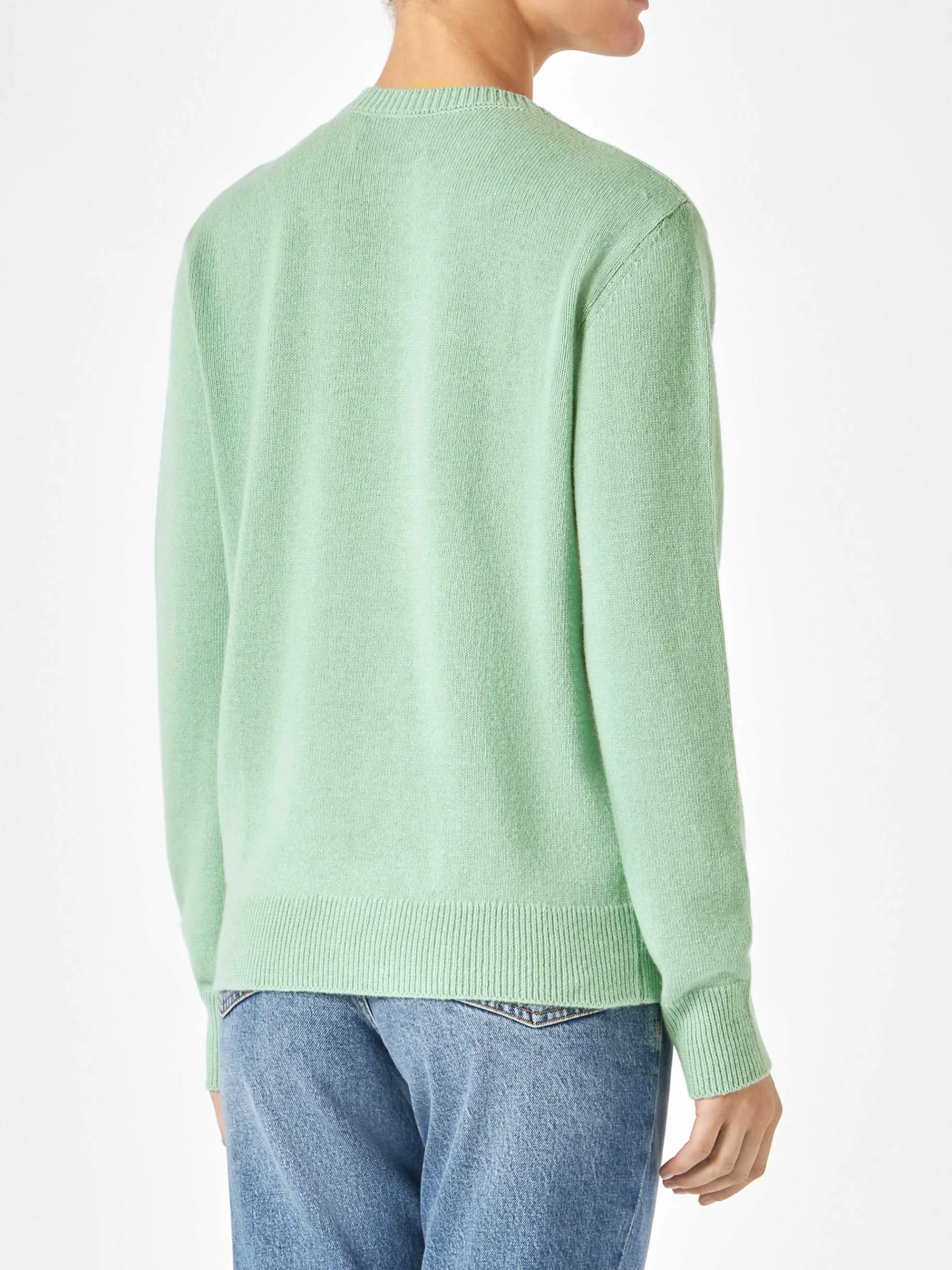 Grüner Damenpullover mit Jacquard-Print | NIKI DJ SONDEREDITION