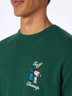Grüner Herrenpullover Heron mit Snoopy Golf-Stickerei | SNOOPY PEANUTS SPECIAL EDITION