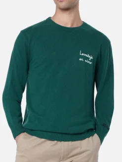 Grüner Herrenpullover Heron Light mit Levateje er vino-Stickerei | VACANZE DI NATALE SONDERAUSGABE
