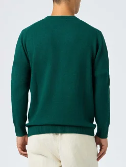 Grüner Herrenpullover mit Rundhalsausschnitt und St. Barth-Stickerei