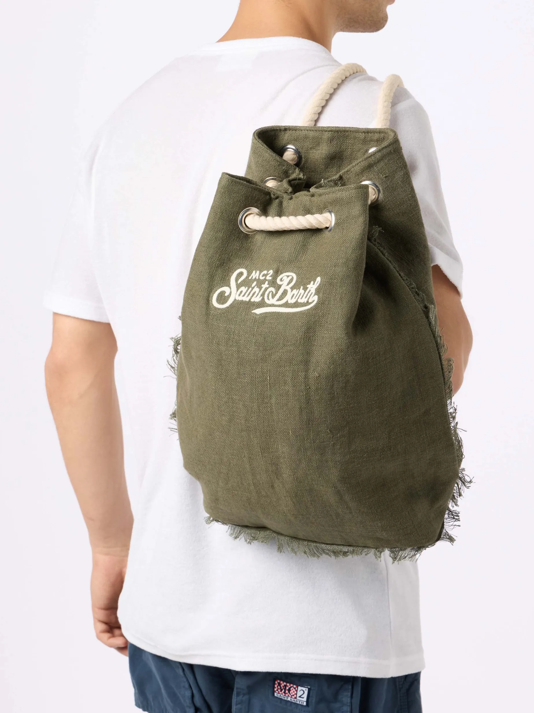 Grüner Leinenrucksack „Boot“