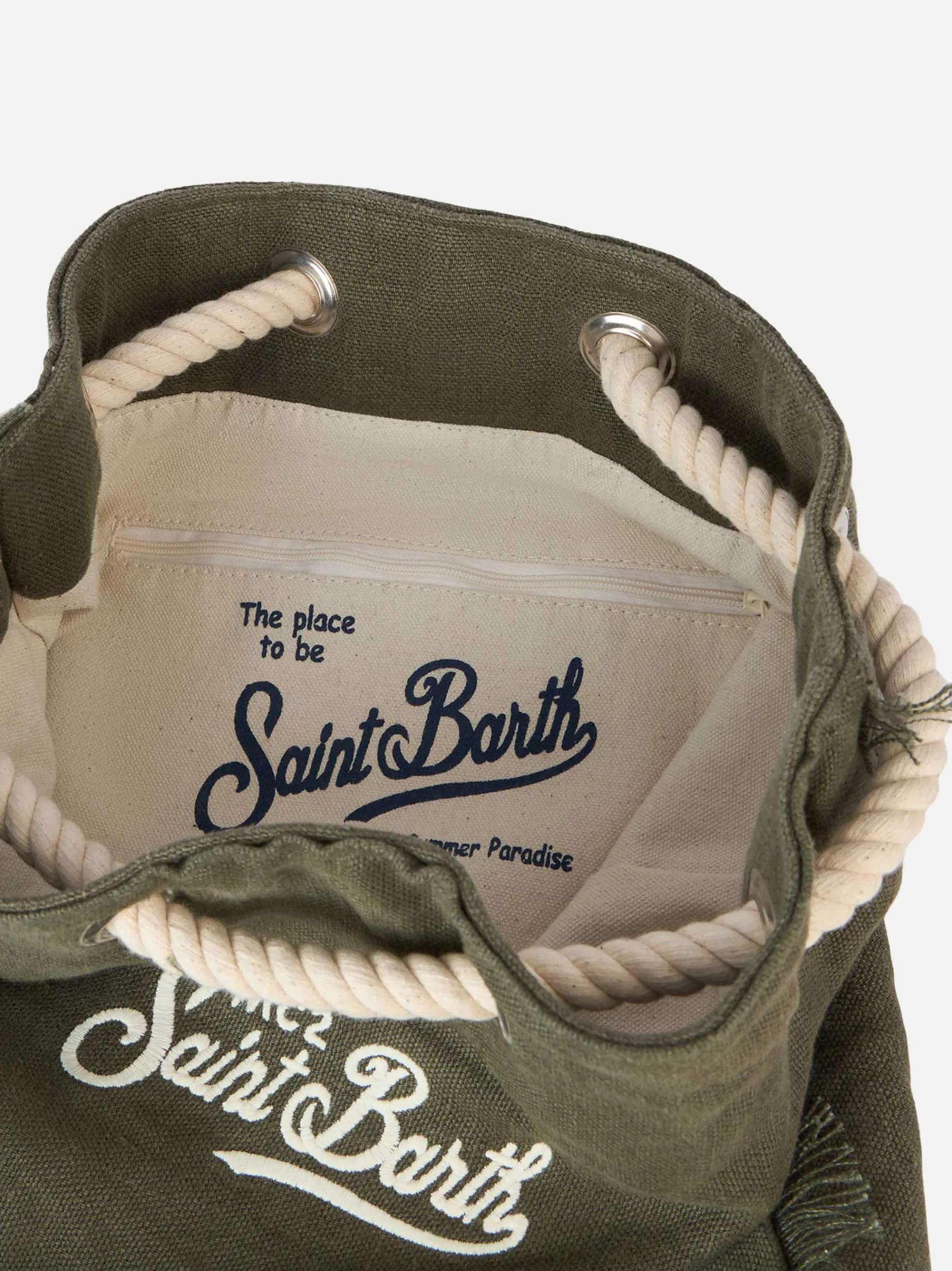 Grüner Leinenrucksack „Boot“