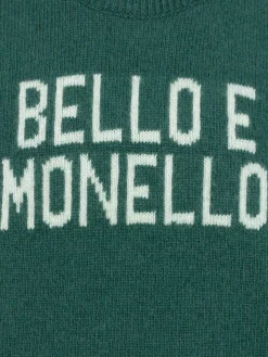 Grüner Rundhalspullover für Jungen Douglas mit Bello e Monello-Print