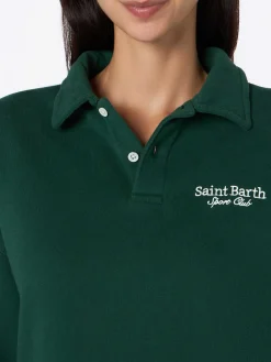 Grünes Damen-Poloshirt Berenice mit St. Barth Sport Club-Stickerei
