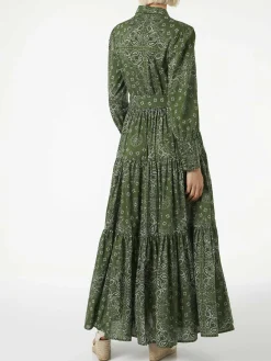 Grünes langes Bandana-Kleid für Damen von Jensen