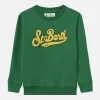 Grünes Sweatshirt für Jungen mit Frottee-Logo