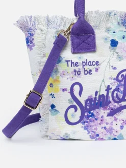 Handtasche Colette aus Baumwollcanvas mit Aquarellblumen-Print
