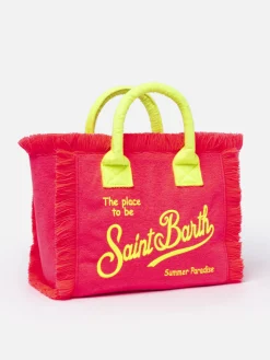 Handtasche Colette Sponge aus Frottee mit Prägung in Neonpink