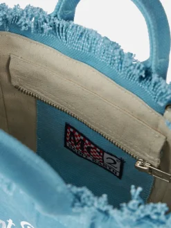 Hellblaue Mini-Kosmetiktasche aus Baumwollcanvas