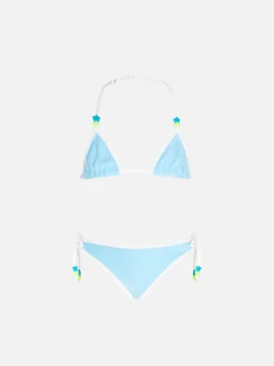 Hellblauer Frottee-Triangel-Bikini für Mädchen