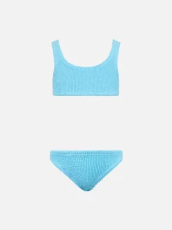 Hellblauer klassischer Crinkle-Bikini für Mädchen von Baker