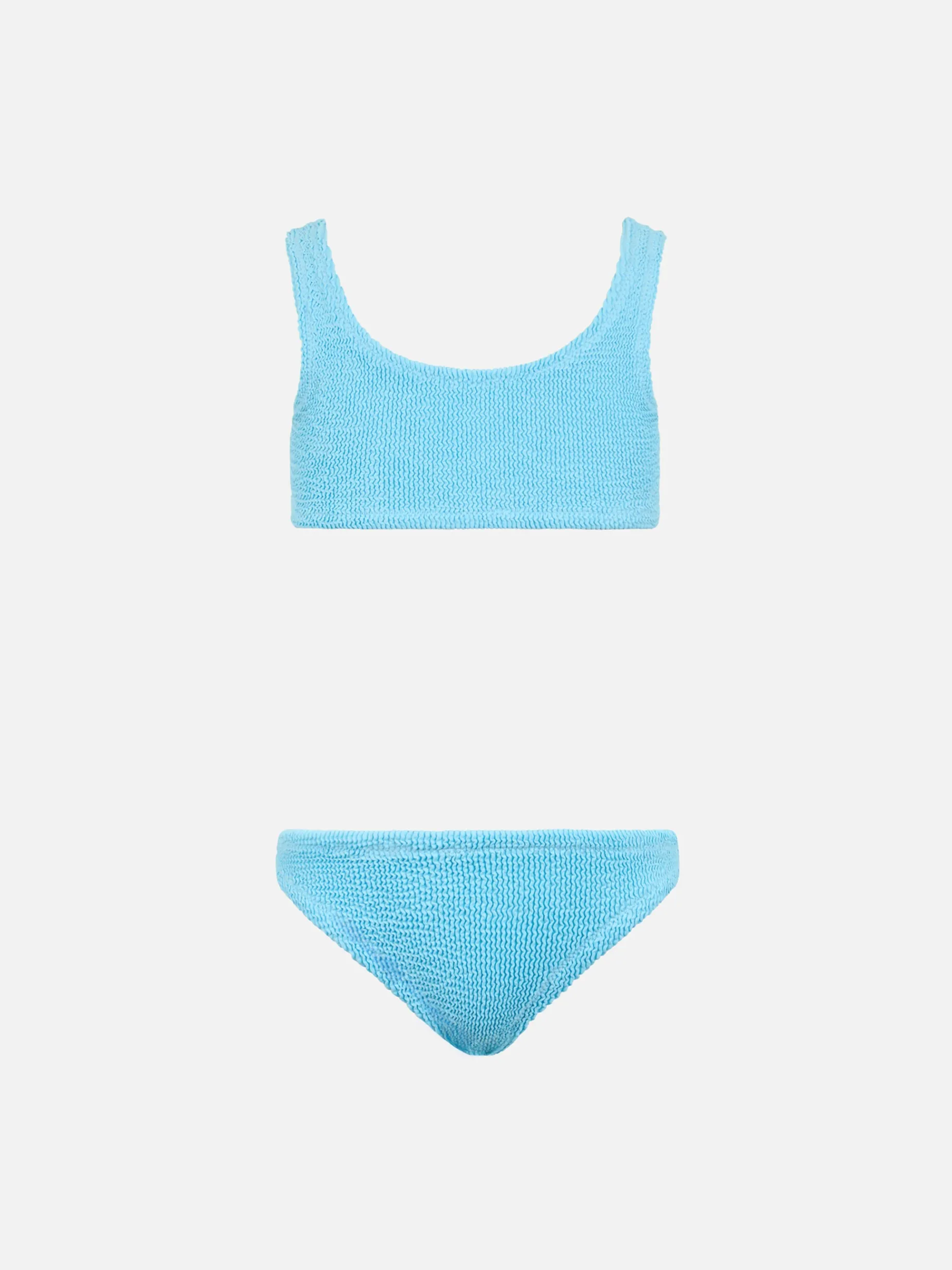 Hellblauer klassischer Crinkle-Bikini für Mädchen von Baker