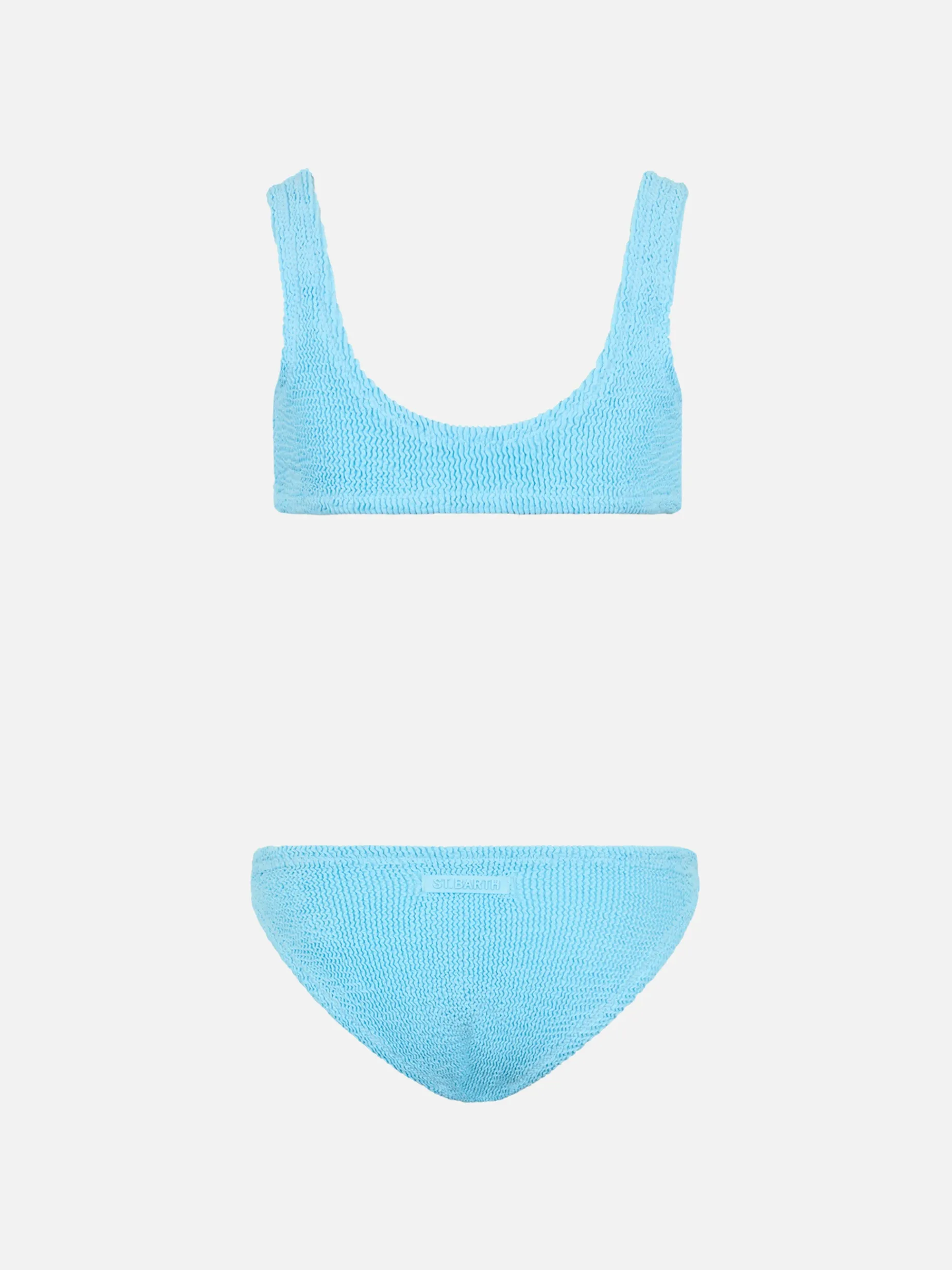Hellblauer klassischer Crinkle-Bikini für Mädchen von Baker