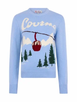 Hellblauer Pullover für Damen New Queen Courma Pines Postkartendruck