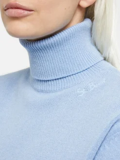 Hellblauer Rollkragenpullover für Damen Moody