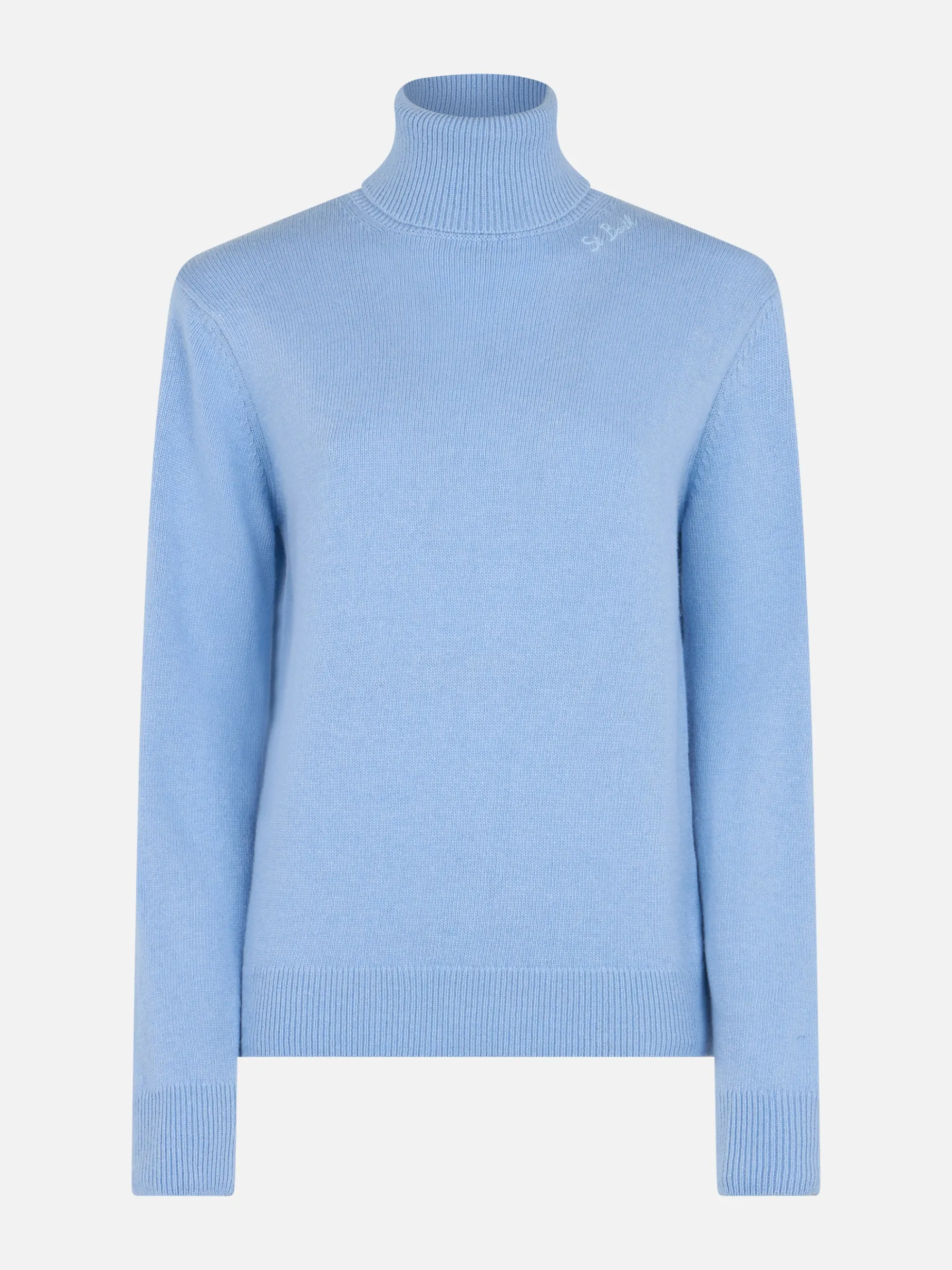 Hellblauer Rollkragenpullover für Damen Moody