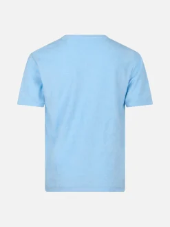 Hellblaues Frottee-T-Shirt Gary für Jungen mit St. Barth-Stickerei