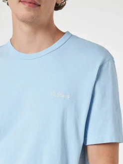 Hellblaues Herren-T-Shirt aus Baumwolljersey „Dover“ mit St. Barth-Stickerei