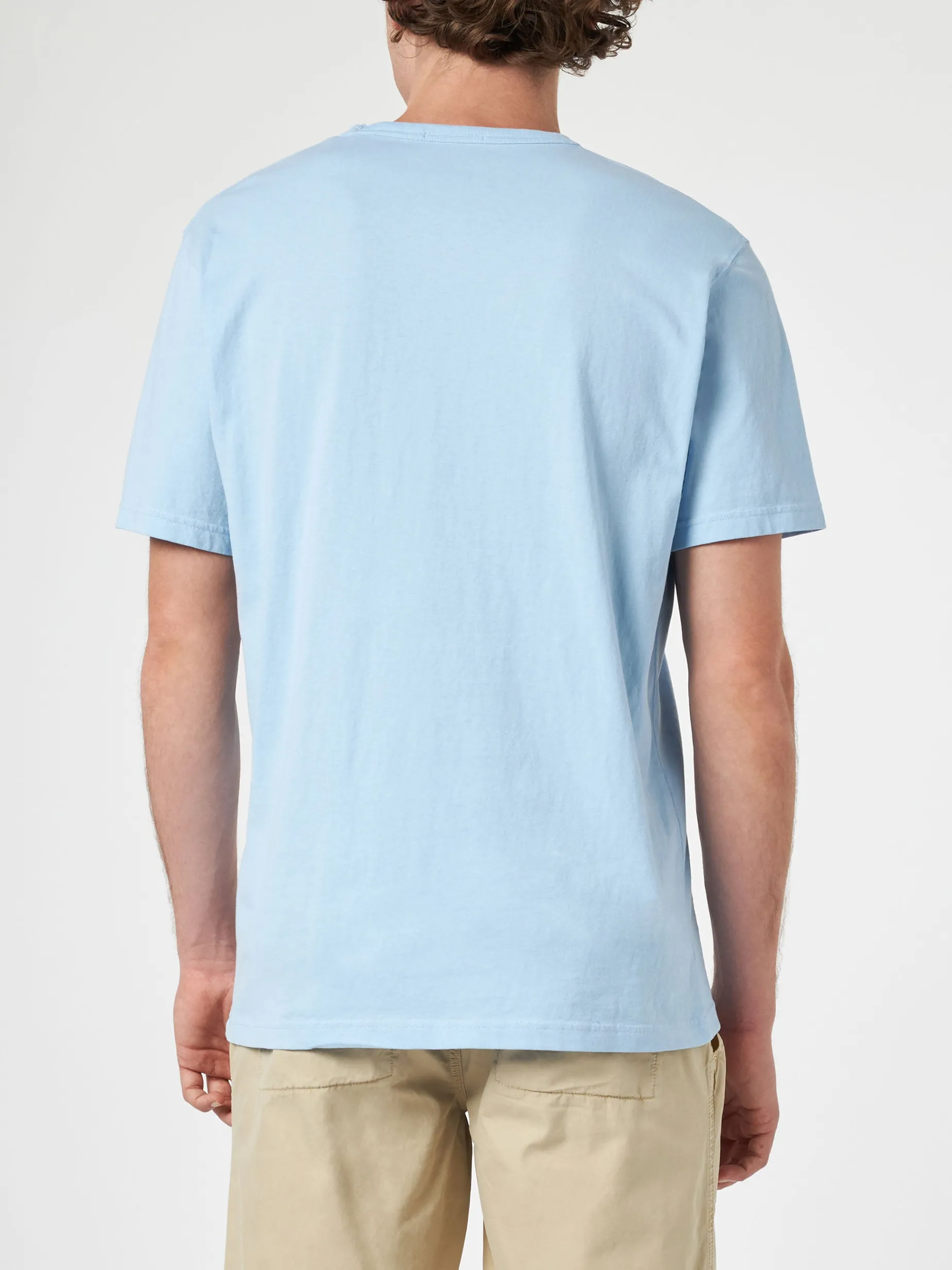 Hellblaues Herren-T-Shirt aus Baumwolljersey „Dover“ mit St. Barth-Stickerei