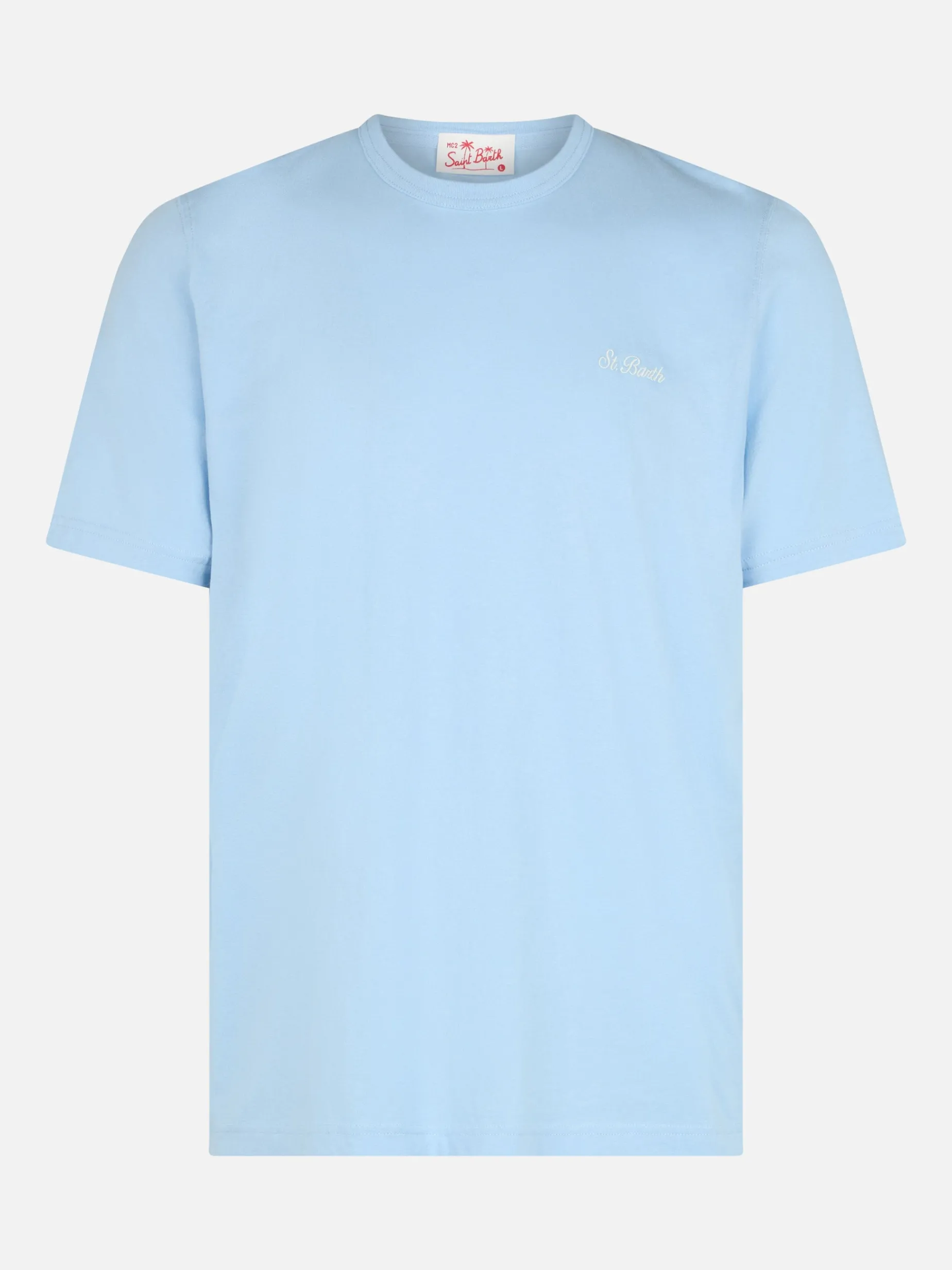 Hellblaues Herren-T-Shirt aus Baumwolljersey „Dover“ mit St. Barth-Stickerei