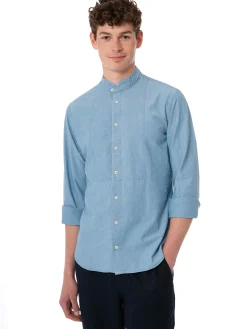 Hellblaues Jeans-Leinenhemd für Herren