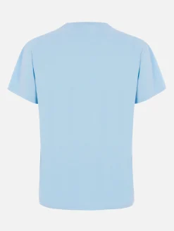 Hellblaues Rundhals-T-Shirt Emilie aus Baumwolljersey für Damen