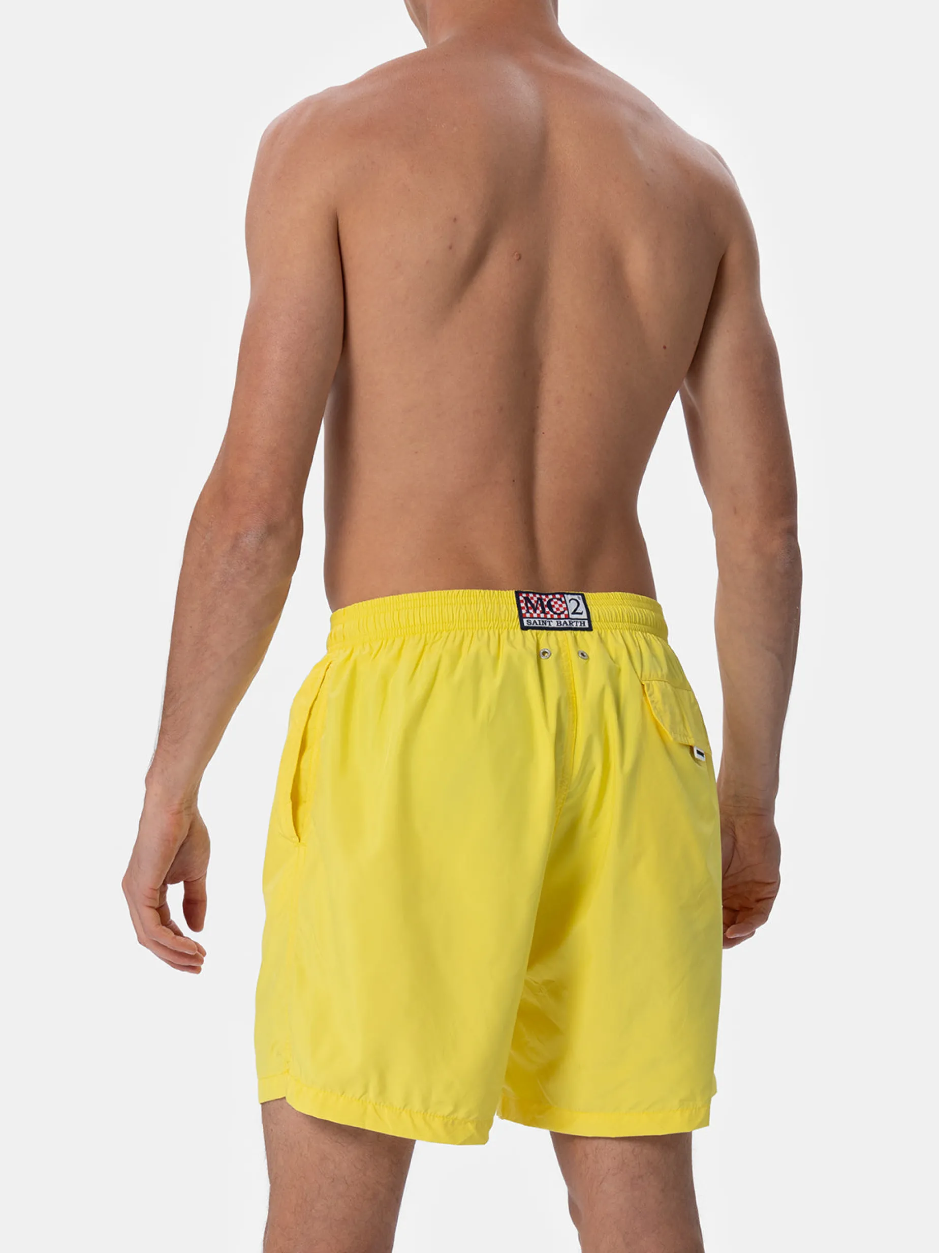 Hellgelbe Herren-Badeshorts aus leichtem Stoff Lighting Pantone | PANTONE-SONDERAUSGABE