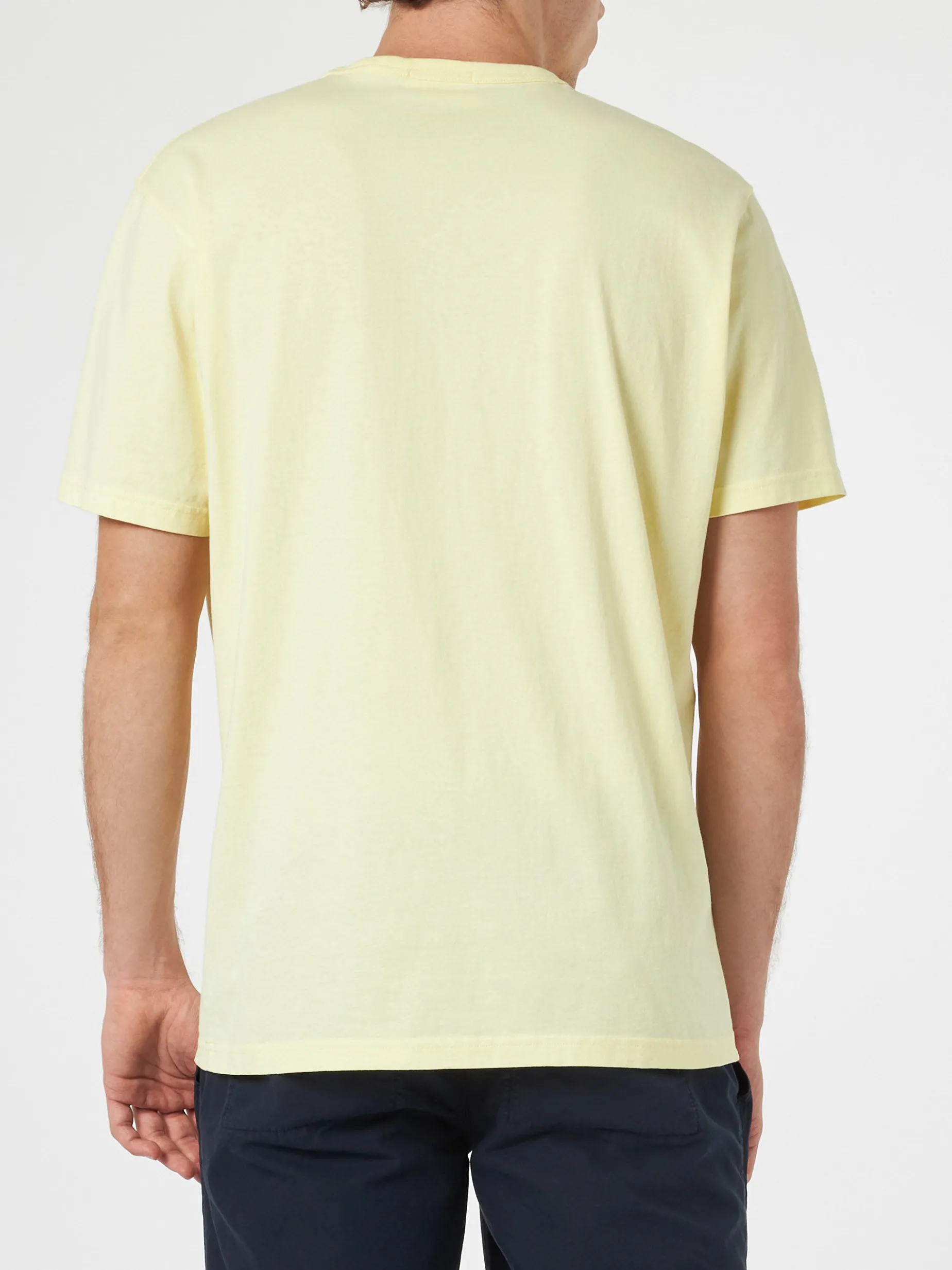 Hellgelbes Herren-T-Shirt aus Baumwolljersey „Dover“ mit St. Barth-Stickerei