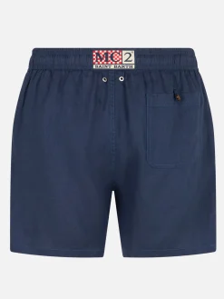 Herren Badeshorts aus marineblauem Leinen