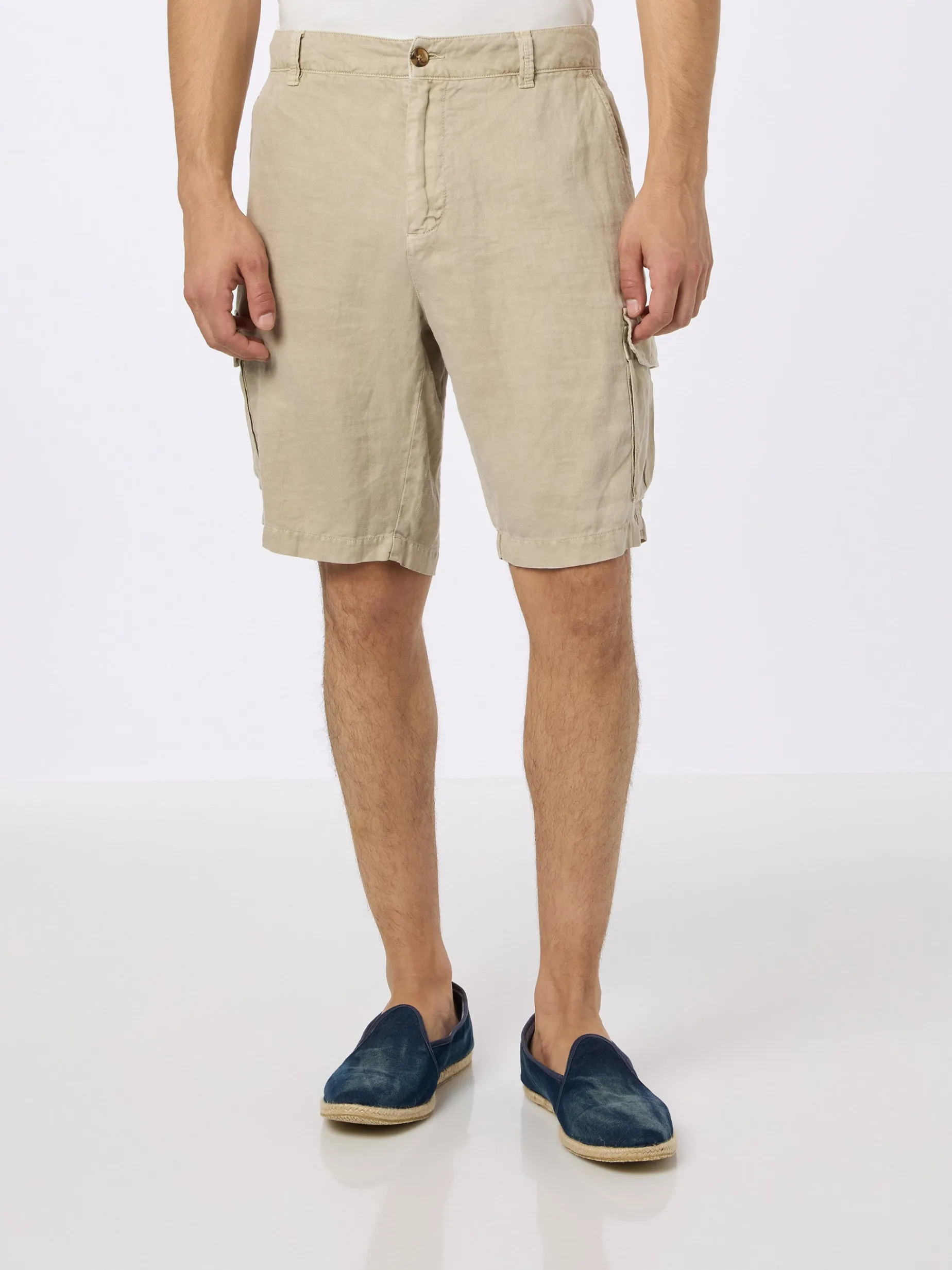 Herren beige Leinen-Bermudashorts Rodi