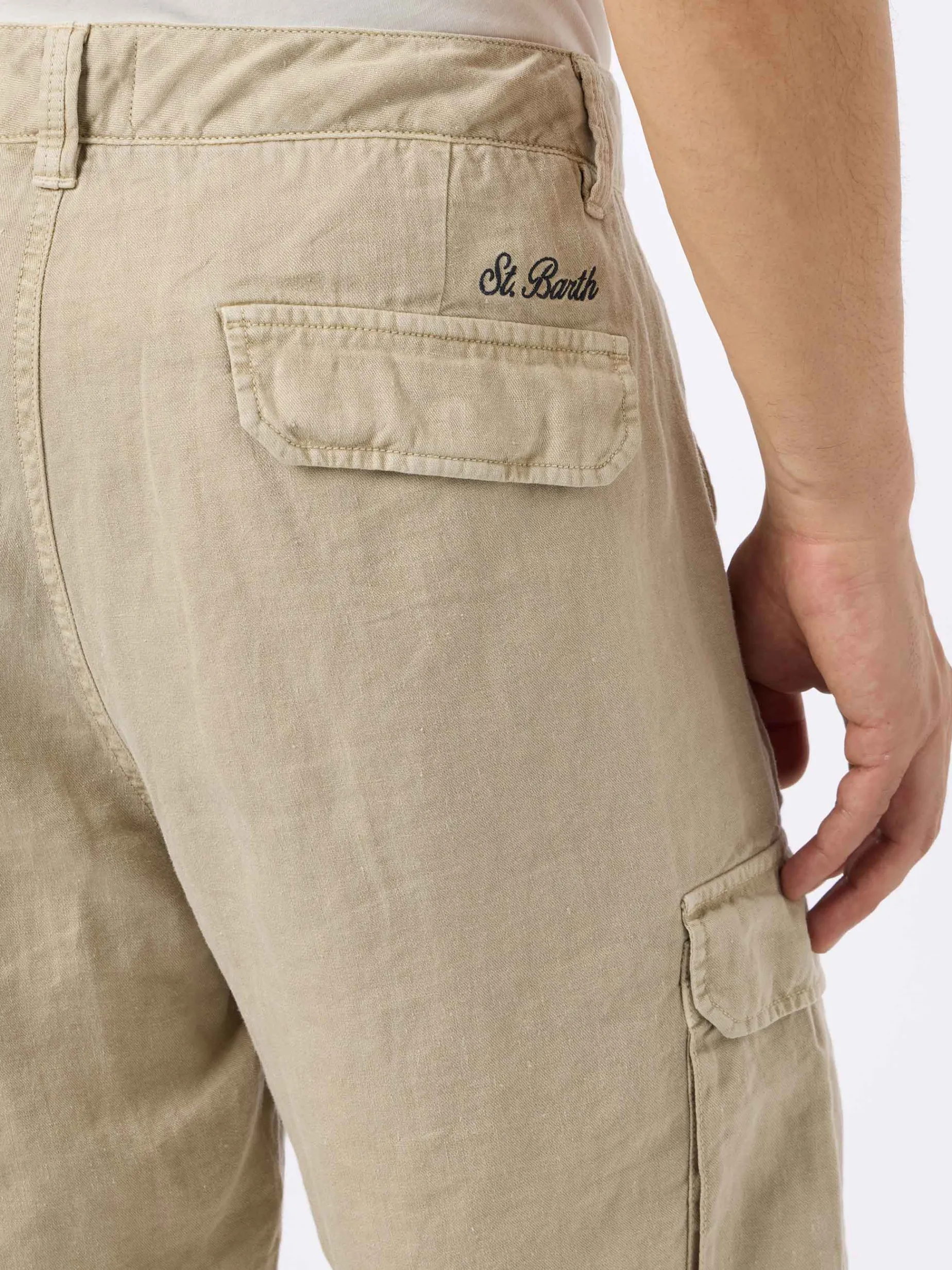 Herren beige Leinen-Bermudashorts Rodi