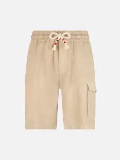 Herren beige Leinen-Bermuda Marseille